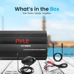 800W 4-Channel Marine Amplifier Waterproof RCA Input Volume Control<Pyle