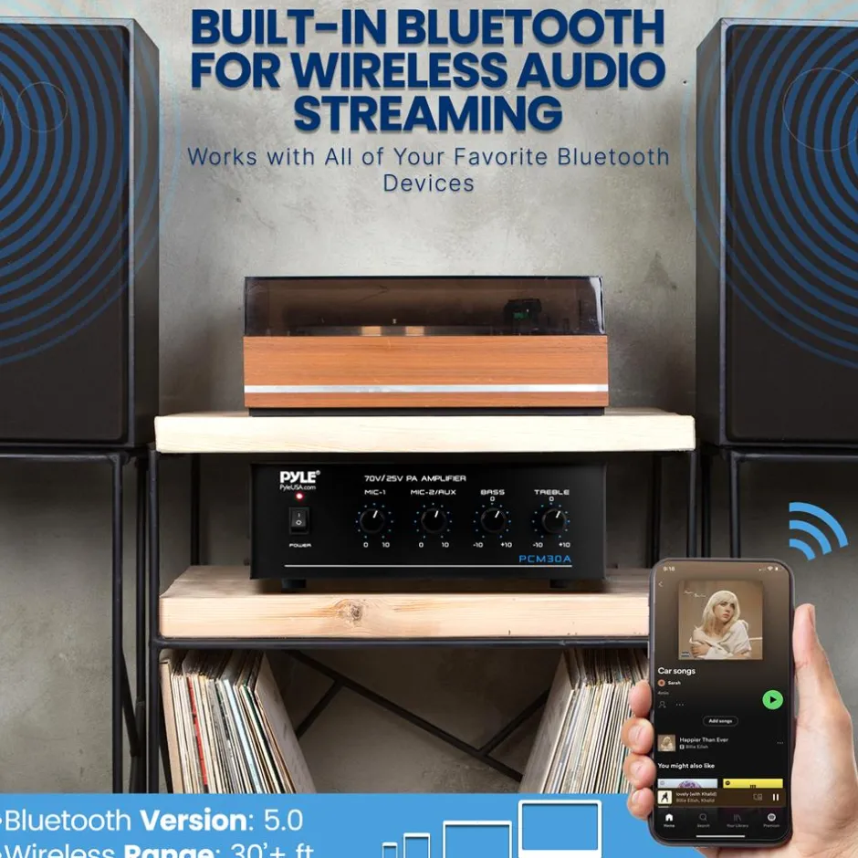 60W Compact Power Amplifier with Bluetooth and Remote<Pyle Clearance