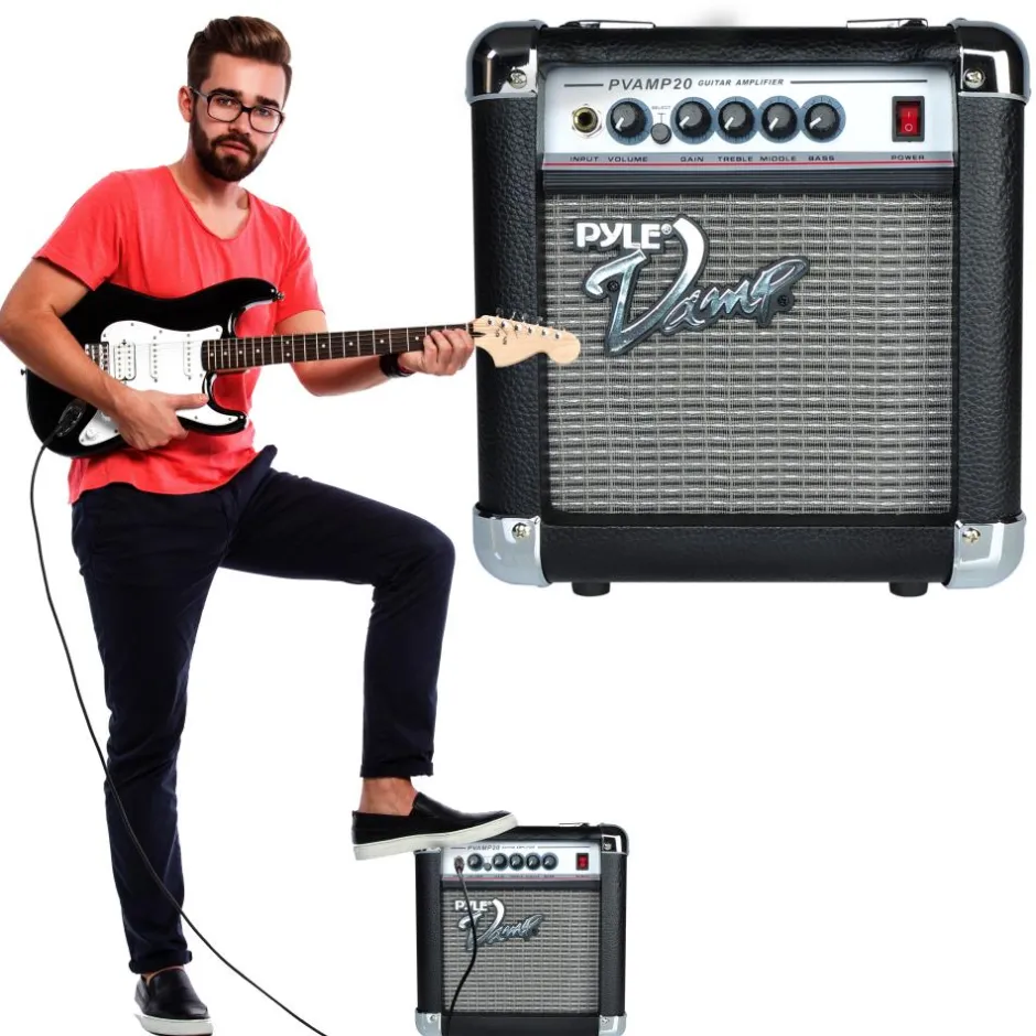 20W Guitar Amplifier, Crunchy Sound, 3-Band EQ, 6" Speaker<Pyle New