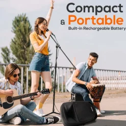 800W Portable Bluetooth PA Speaker, Rechargeable, UHF Mic, 8
