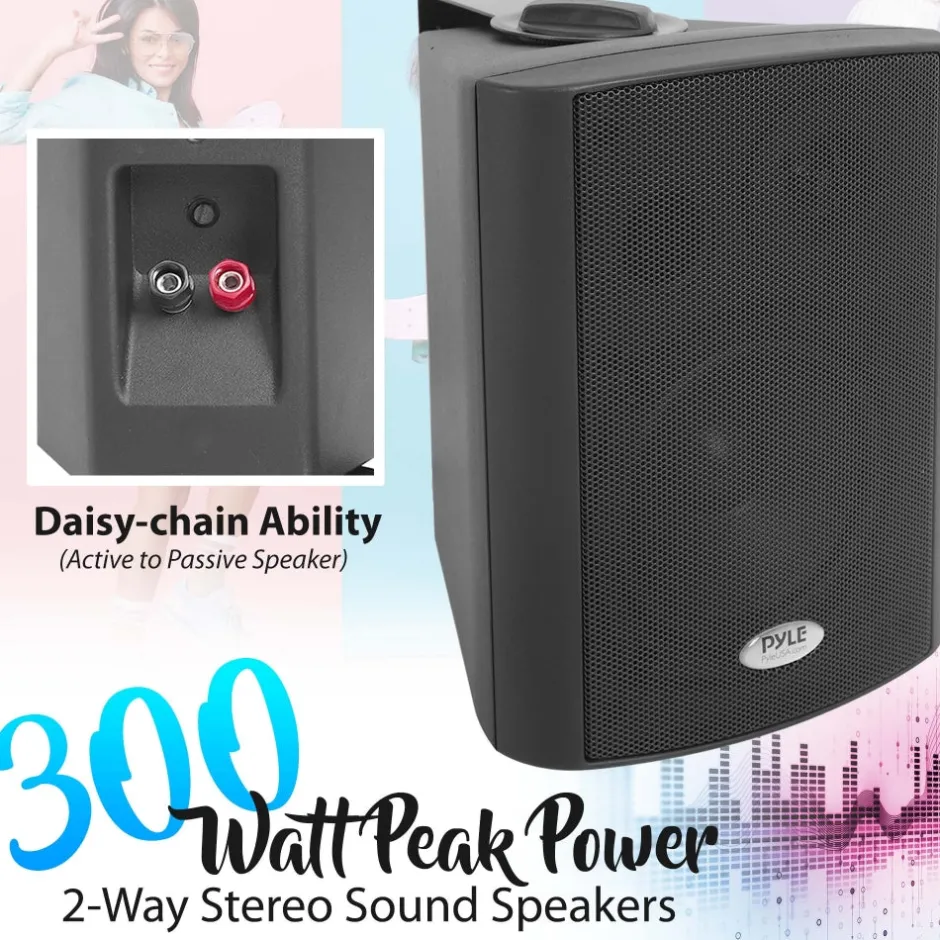 Wall Mount Speaker System - Bluetooth, 300W, 2-Way Stereo, Indoor Use<Pyle Sale