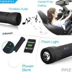 Waterproof Bluetooth Bike Speaker, Power Bank, Flashlight, Orange<Pyle Best