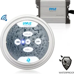 Waterproof Bluetooth Marine Amplifier 600W 2-Channel Silver<Pyle Outlet