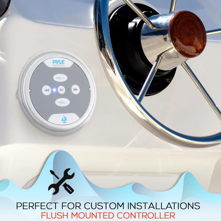 Waterproof Bluetooth Marine Amplifier 600W 2-Channel Silver<Pyle Outlet