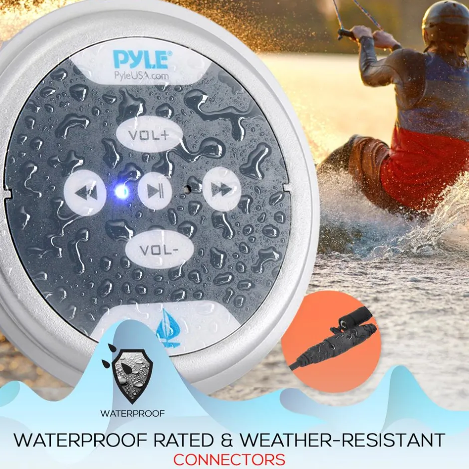Waterproof Bluetooth Marine Amplifier 600W 2-Channel Silver<Pyle Outlet