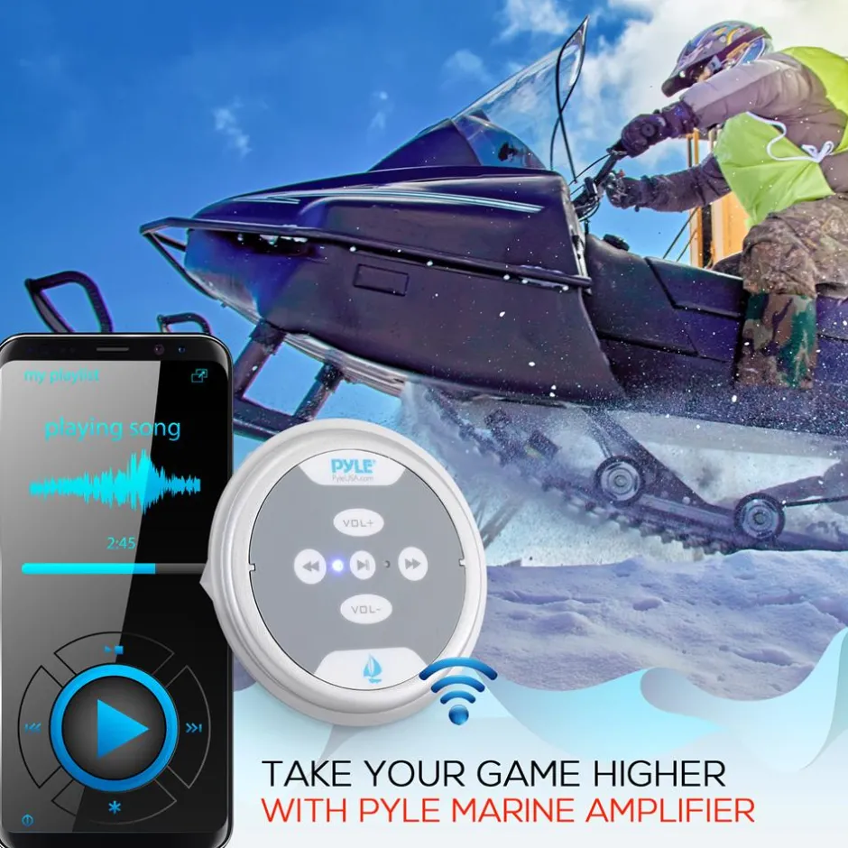 Waterproof Bluetooth Marine Amplifier 600W 2-Channel Silver<Pyle Outlet