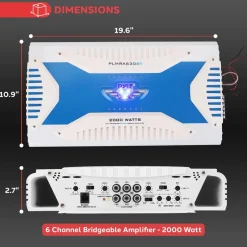 Waterproof Bluetooth Marine Amplifier 2000W 6-Channel MOSFET<Pyle