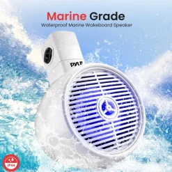 Waterproof Bluetooth Marine Speakers 300W LED Lights White<Pyle Online