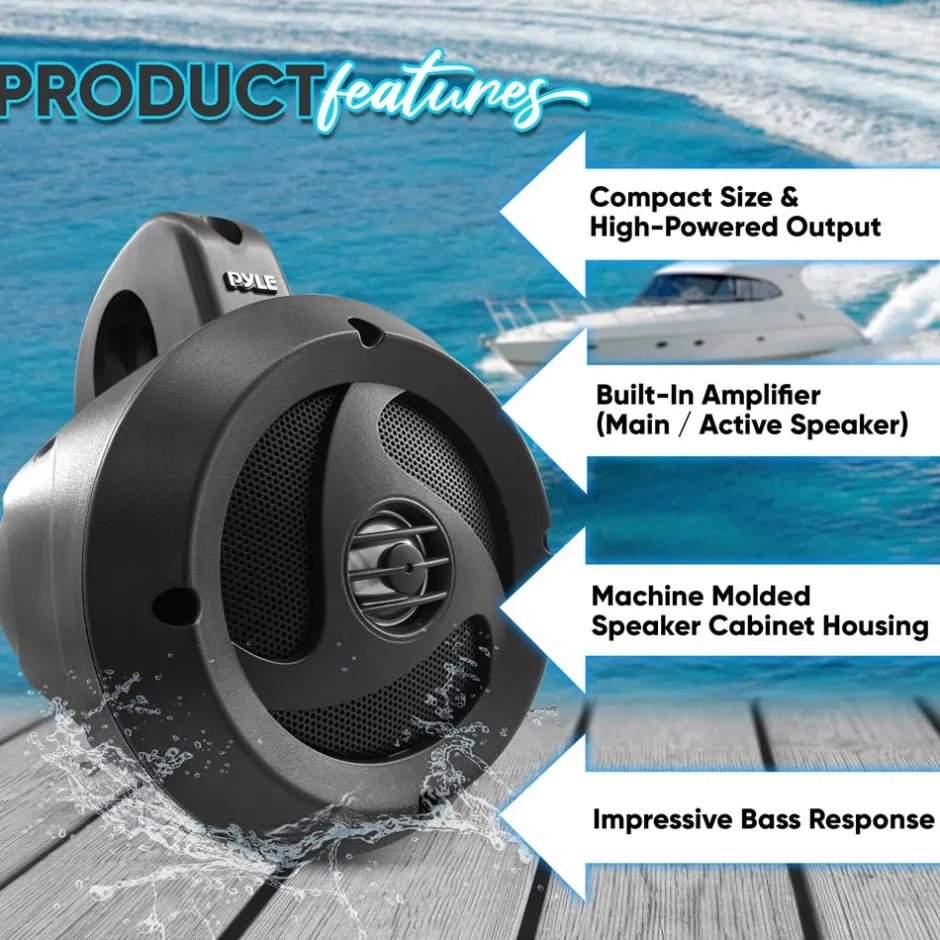 Waterproof Bluetooth Off-Road Speakers 900W Marine Grade Weatherproof<Pyle Sale