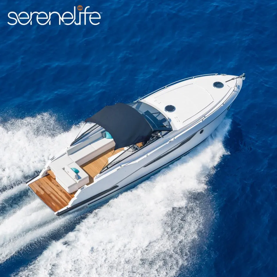 Waterproof Boat Bimini Top Sun Shade, 3 Bow, 600D Canvas, Navy Blue<SereneLife