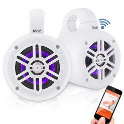 Waterproof Marine Speakers, Bluetooth, LED Lights, 4" White<Pyle Hot