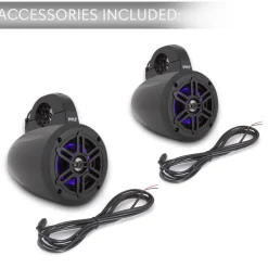 Waterproof Marine Speakers 300W Bluetooth LED Lights White<Pyle Sale