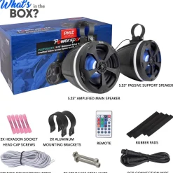 Waterproof Off-Road Speakers 1000W Bluetooth RGB Lights for ATV/UTV<Pyle Clearance