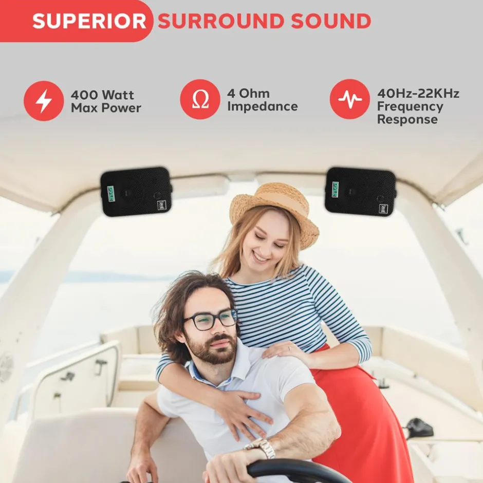 Waterproof Outdoor Speaker System, 5.25" Woofer, Heavy Duty, Black<Pyle