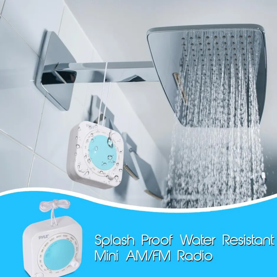 Waterproof Shower Radio - Portable AM/FM with Hanging Strap<Pyle Sale