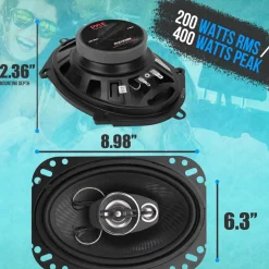 3-Way Car Stereo Speakers 400W Low Distortion 6"x8" Black<Pyle Online