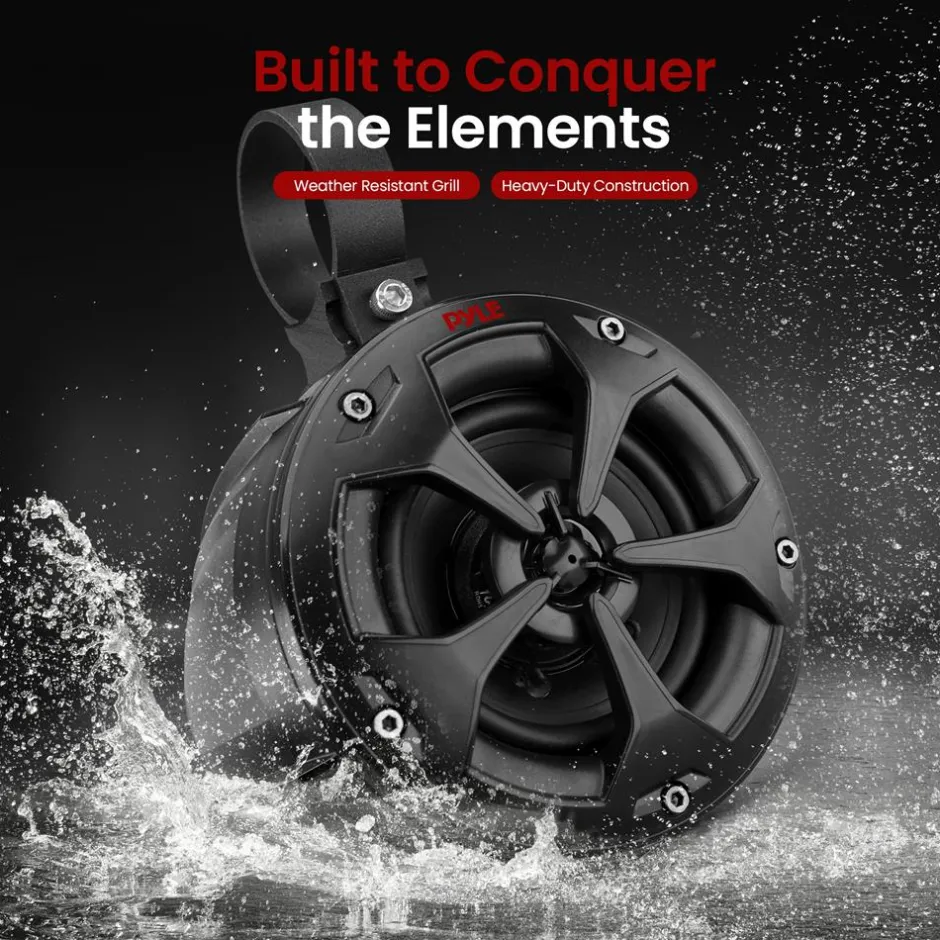 2-Way Waterproof Off-Road Speakers 800W Marine Grade, 4" Woofer, Black<Pyle Discount