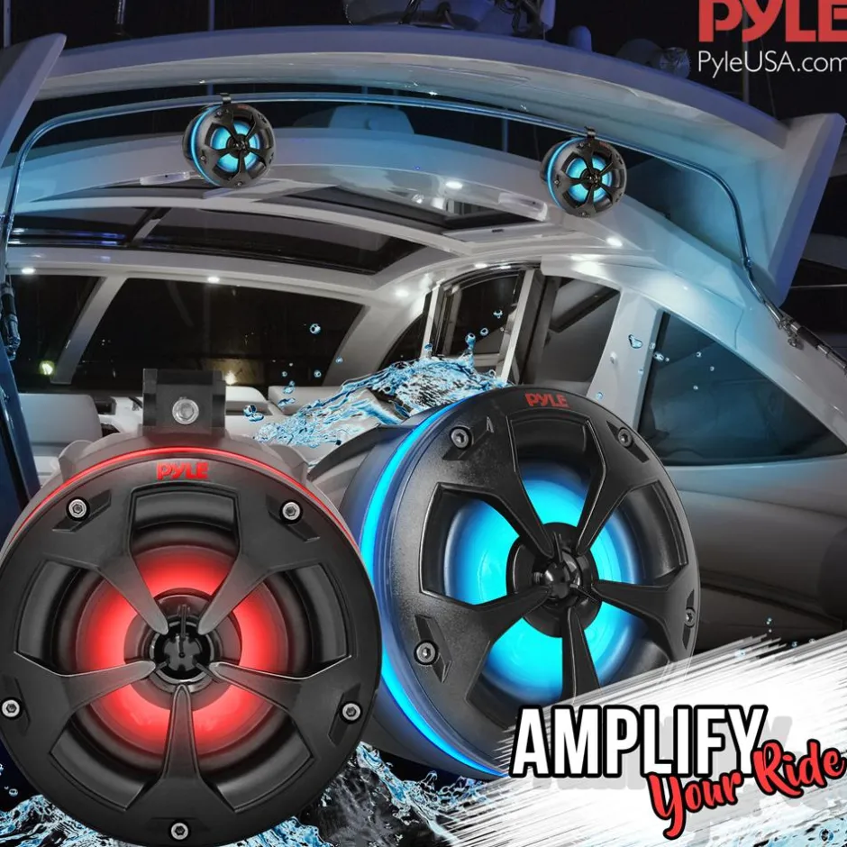 2-Way Waterproof Off-Road Speakers 800W RGB Lights Marine Grade<Pyle