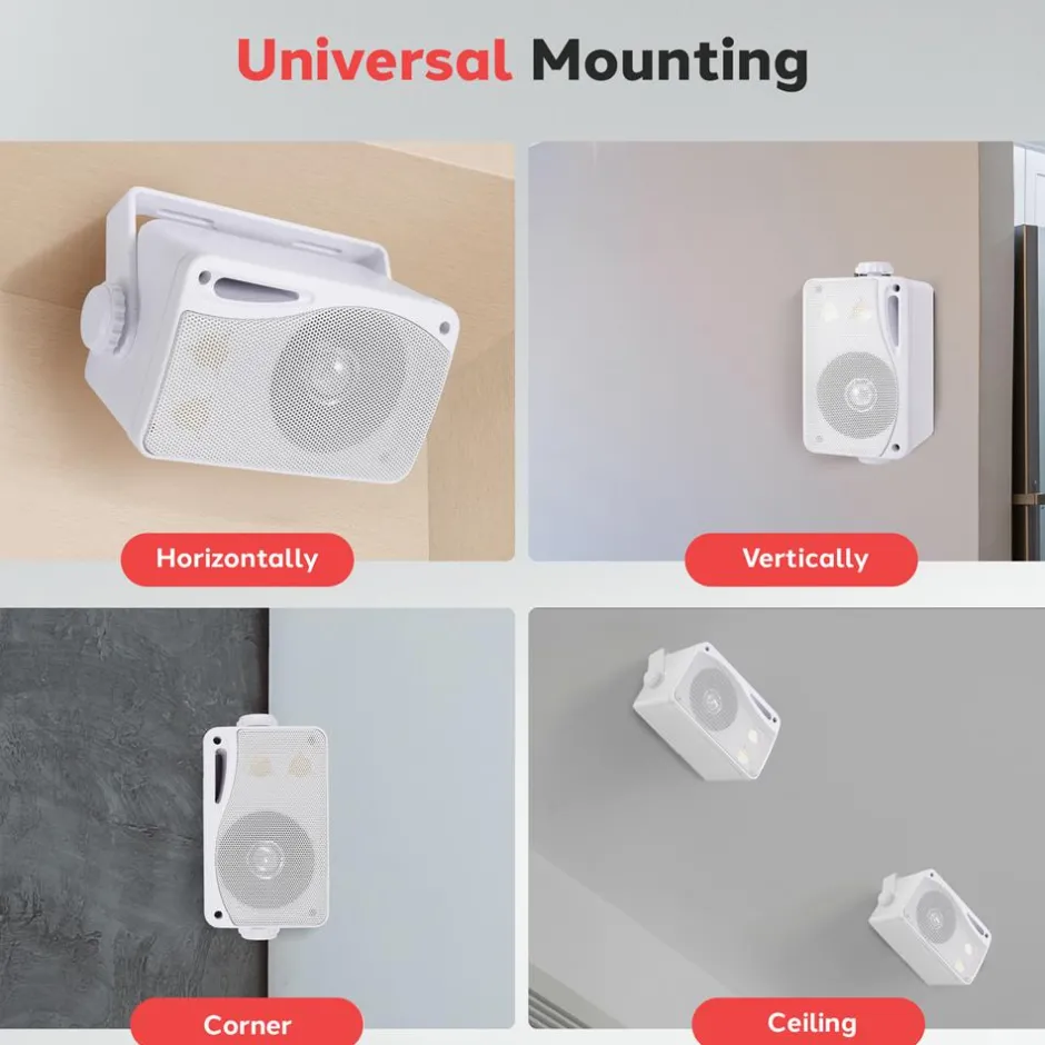 3-Way Weatherproof Outdoor Speakers 200W Aluminum Woofer White<Pyle Outlet