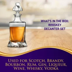 Whiskey Decanter Enhances Taste Crystal Glass 750ml Capacity<NutriChef Hot