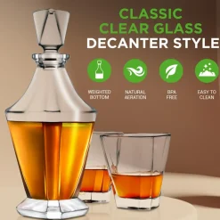 Whiskey Decanter Enhances Taste Crystal Glass 850ml<NutriChef Discount