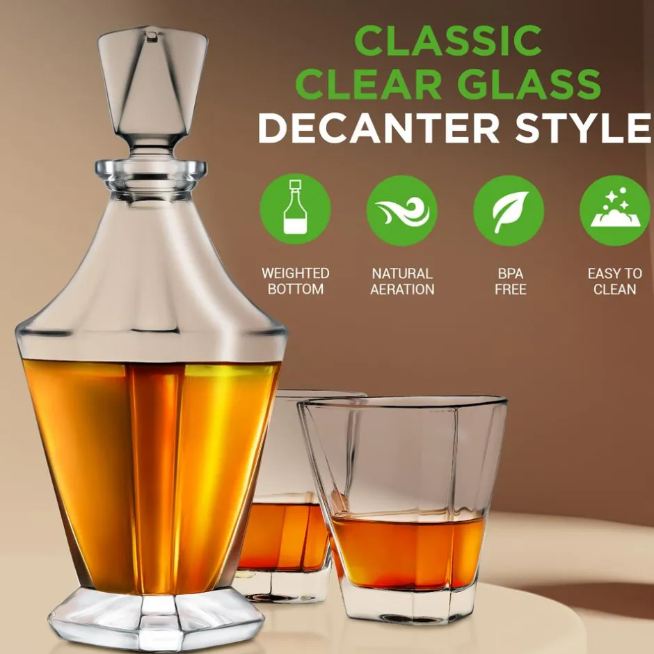Whiskey Decanter Enhances Taste Crystal Glass 850ml<NutriChef Discount