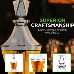 Whiskey Decanter Enhances Taste Crystal Glass 850ml<NutriChef Discount