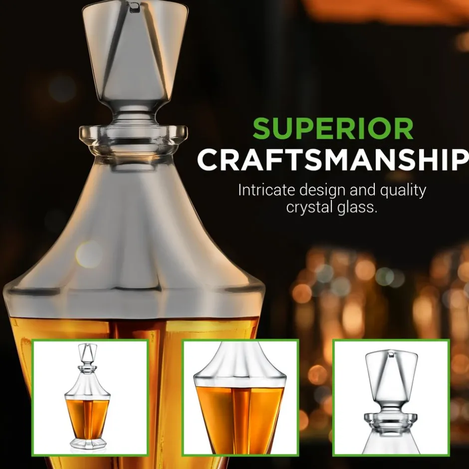 Whiskey Decanter Enhances Taste Crystal Glass 850ml<NutriChef Discount