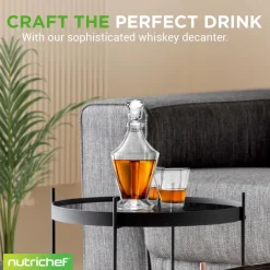 Whiskey Decanter Enhances Taste Crystal Glass 850ml<NutriChef Discount