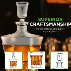 Whiskey Decanter, Enhances Taste, Crystal Glass, 750ml Capacity<NutriChef Outlet