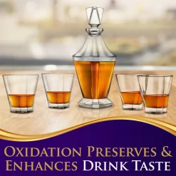 Whiskey Decanter Set Enhances Flavor Crystal Glass 850ml 4 Glasses<NutriChef Hot
