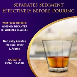 Whiskey Decanter Set Enhances Flavor Crystal Glass 850ml 4 Glasses<NutriChef Hot