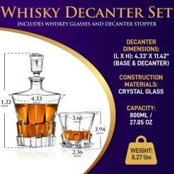 Whiskey Decanter Set Enhances Flavor Crystal Glass Clear<NutriChef Sale