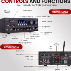 Wireless Amplifier 300W Power Bluetooth Streaming Metal Panel<Pyle Online