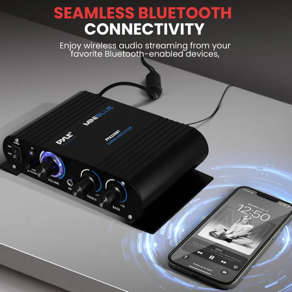 Wireless Bluetooth Mini Amplifier - 90W Power, Compact Design, Blue<Pyle Best