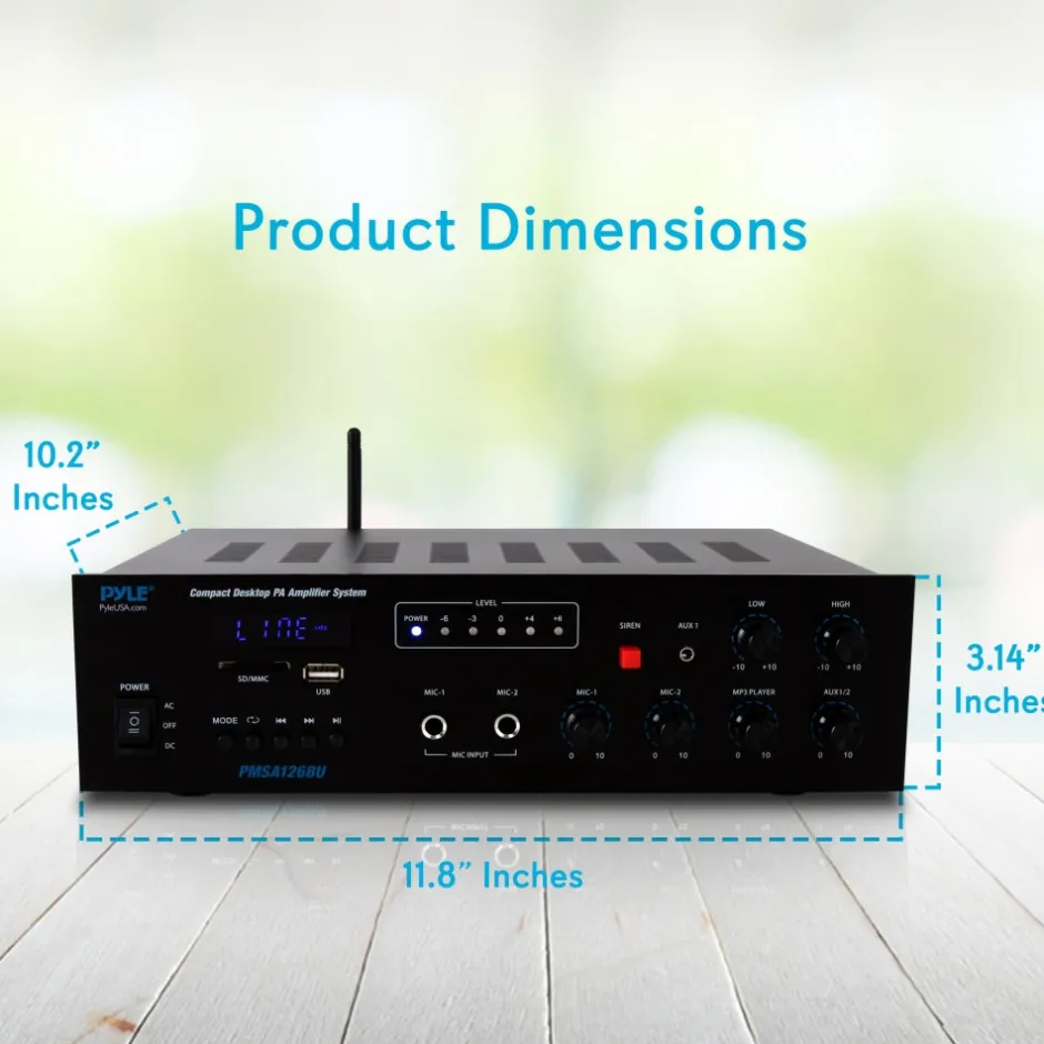 Wireless Bluetooth PA Amplifier 500W Compact Audio System w/ Mic Input<Pyle Online