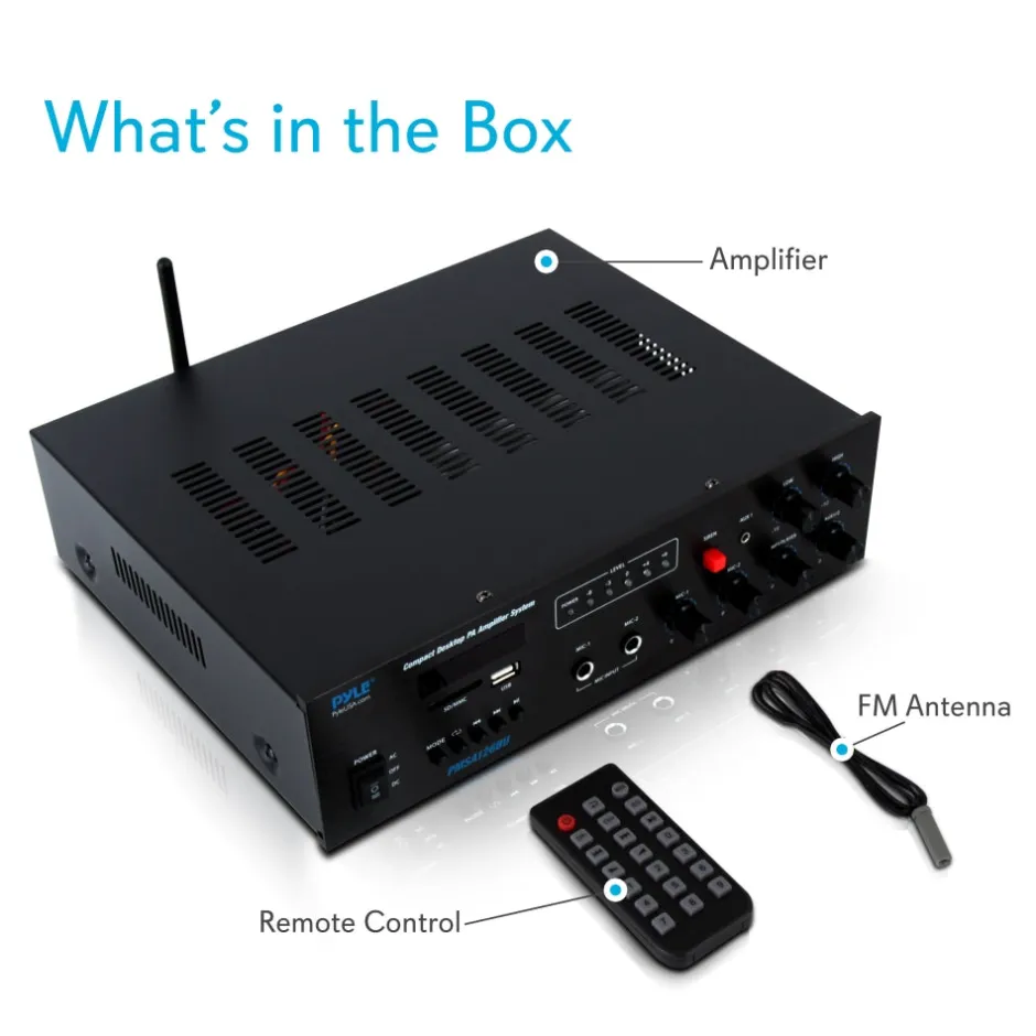 Wireless Bluetooth PA Amplifier 500W Compact Audio System w/ Mic Input<Pyle Online