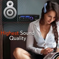 Wireless Bluetooth Stereo Amplifier 240W Blue LED Display USB/SD/FM<Pyle Clearance
