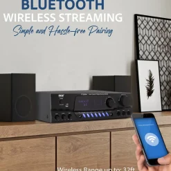 Wireless Bluetooth Streaming Stereo Receiver Amplifier with FM<Pyle Outlet