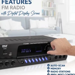 Wireless Bluetooth Streaming Stereo Receiver Amplifier with FM<Pyle Outlet