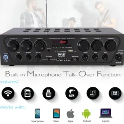 Wireless 6-Ch. Stereo Amplifier 750W Bluetooth Streaming USB/AUX<Pyle Clearance