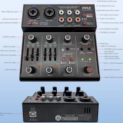Wireless 4-Channel Audio Mixer - Bluetooth, USB Interface, Echo Effect<Pyle