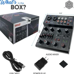 Wireless 4-Channel Audio Mixer - Bluetooth, USB Interface, Echo Effect<Pyle
