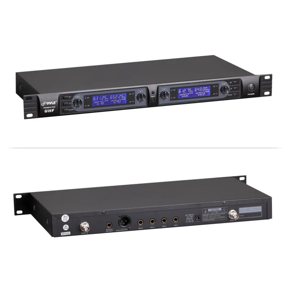 Wireless Conference Mic System, 4-Ch UHF, LCD Display, Rack Mountable<Pyle Hot