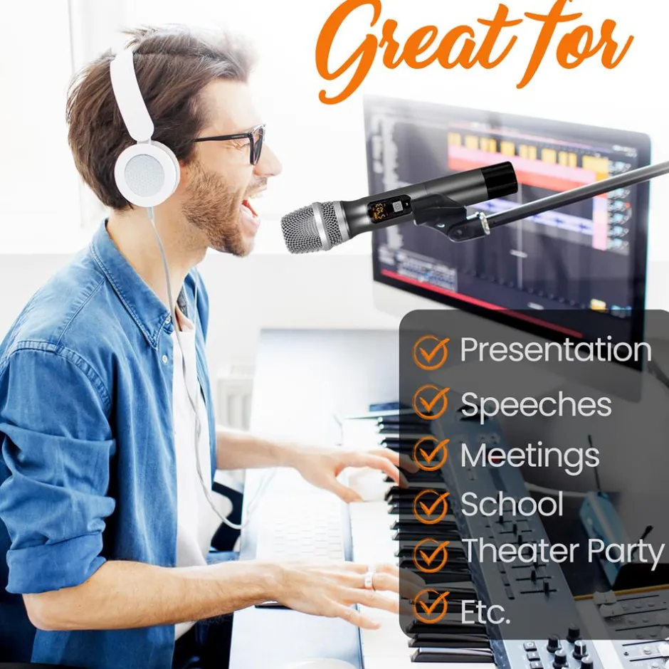 Wireless Mic System - Distortion-Free, UHF Design, Portable<Pyle Outlet