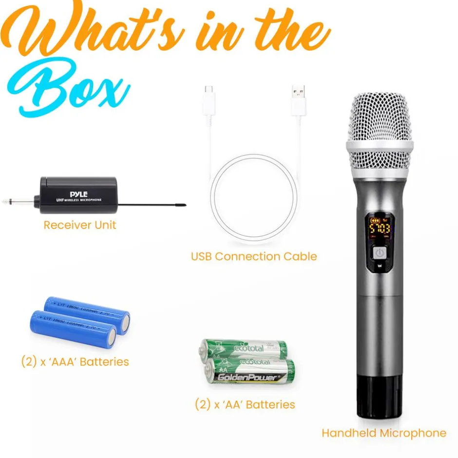 Wireless Mic System - Distortion-Free, UHF Design, Portable<Pyle Outlet