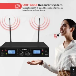 Wireless Mic System 16-Channel UHF LCD Display Rack Mountable<Pyle New