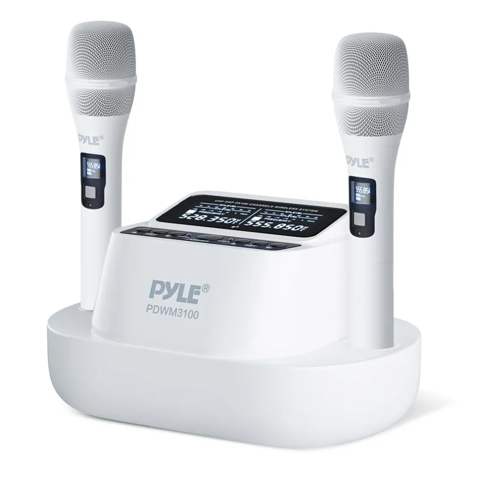 Wireless Mic System 160ft Range Rechargeable UHF Receiver 100 Channels<Pyle Clearance