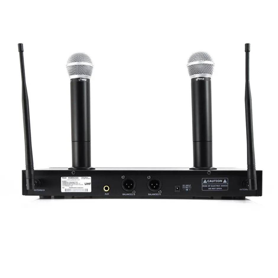 Wireless Microphone System 175' Range Dual Rechargeable Mics LCD Display<Pyle Clearance