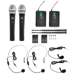 Wireless Microphone System Kit, 4-Channel UHF, Low Distortion, Includes Mics<Pyle Online